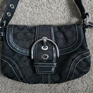 Vintage Coach Soho Black Signature C Canvas Shoulder Bag Y2K